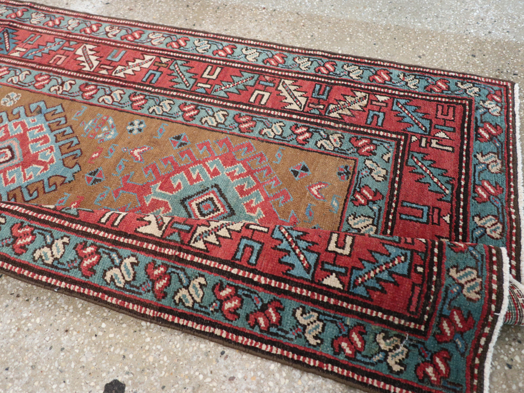 Antique Persian Heriz Runner, No.14752 - Staging