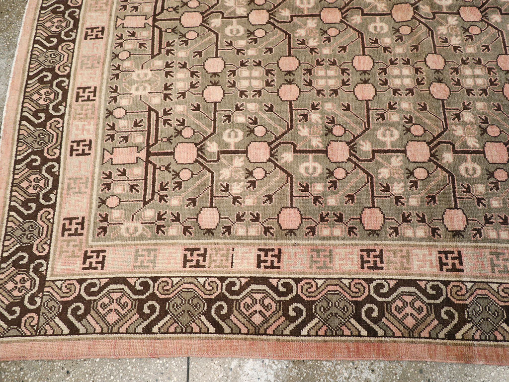 Vintage East Turkestan Khotan Carpet, No.14761 - Staging