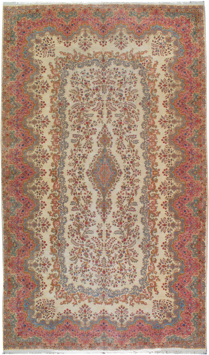 Vintage Persian Kerman Carpet, No.14824 - Staging