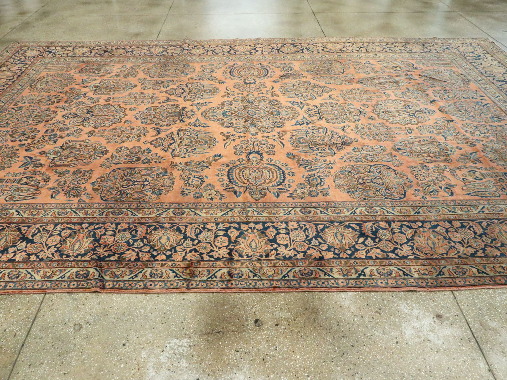 Antique Persian Kashan Carpet, No.14853 - Staging
