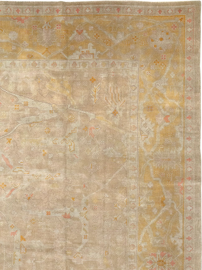 Antique Turkish Oushak Room Size Carpet, No.14933 - Staging