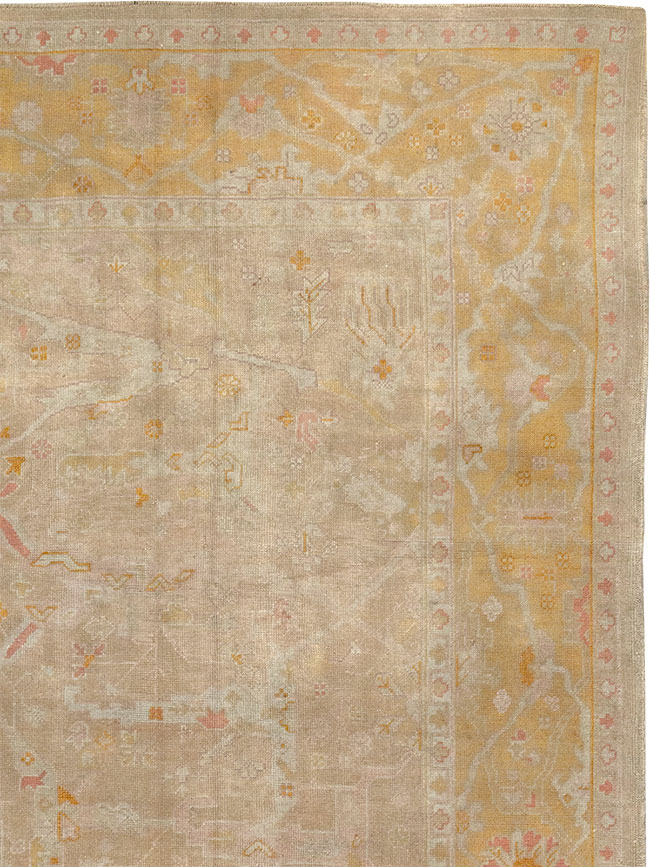 Antique Turkish Oushak Room Size Carpet, No.14933 - Staging