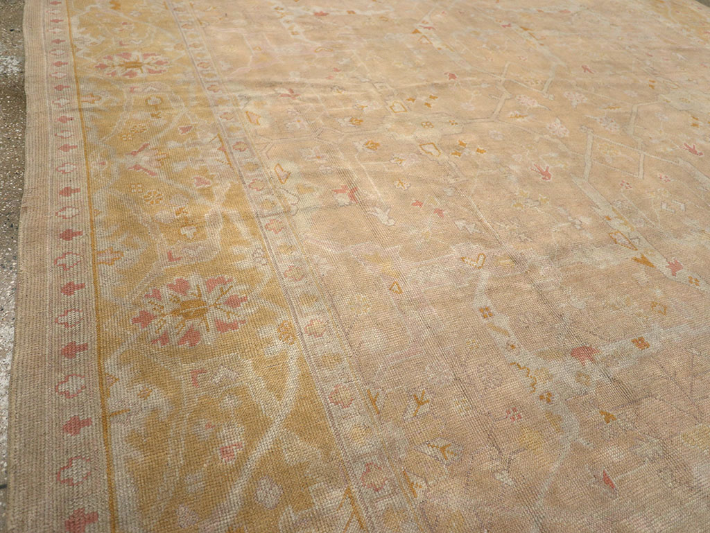 Antique Turkish Oushak Room Size Carpet, No.14933 - Staging