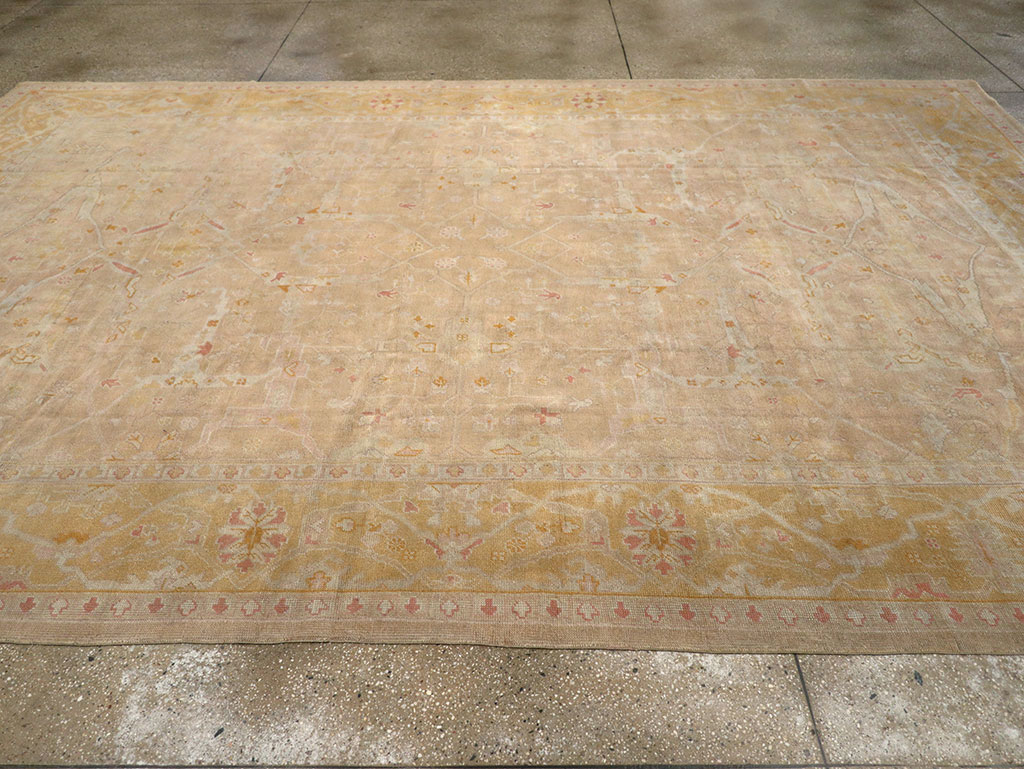 Antique Turkish Oushak Room Size Carpet, No.14933 - Staging