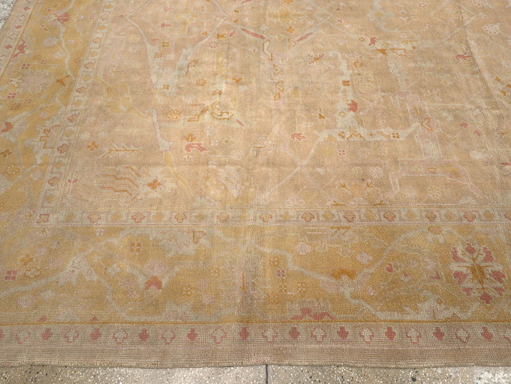 Antique Turkish Oushak Room Size Carpet, No.14933 - Staging
