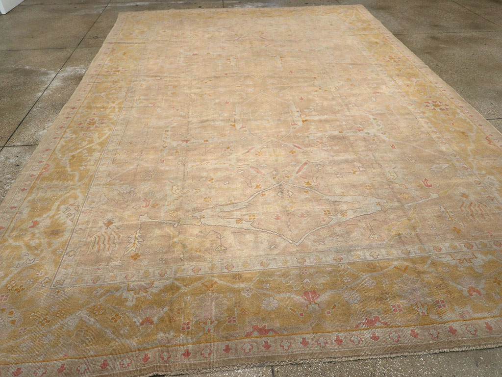 Antique Turkish Oushak Room Size Carpet, No.14933 - Staging
