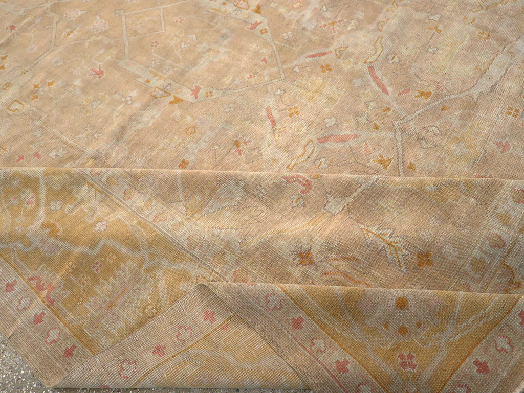 Antique Turkish Oushak Room Size Carpet, No.14933 - Staging