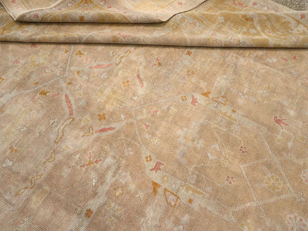 Antique Turkish Oushak Room Size Carpet, No.14933 - Staging