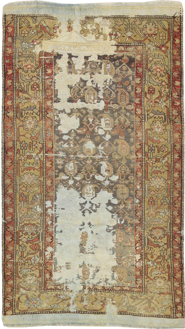 Antique Persian Distressed Kurdish Rug, No.15107 - Staging