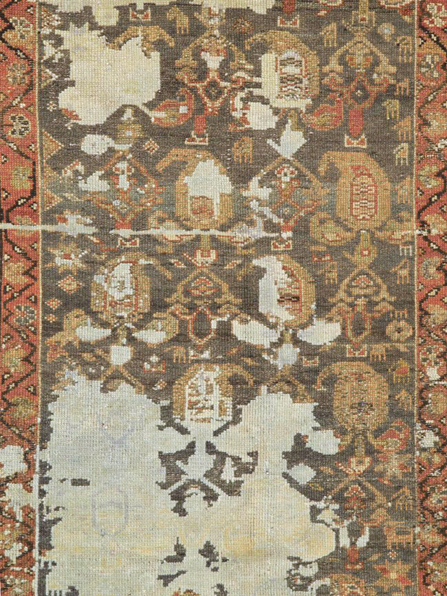 Antique Persian Distressed Kurdish Rug, No.15107 - Staging