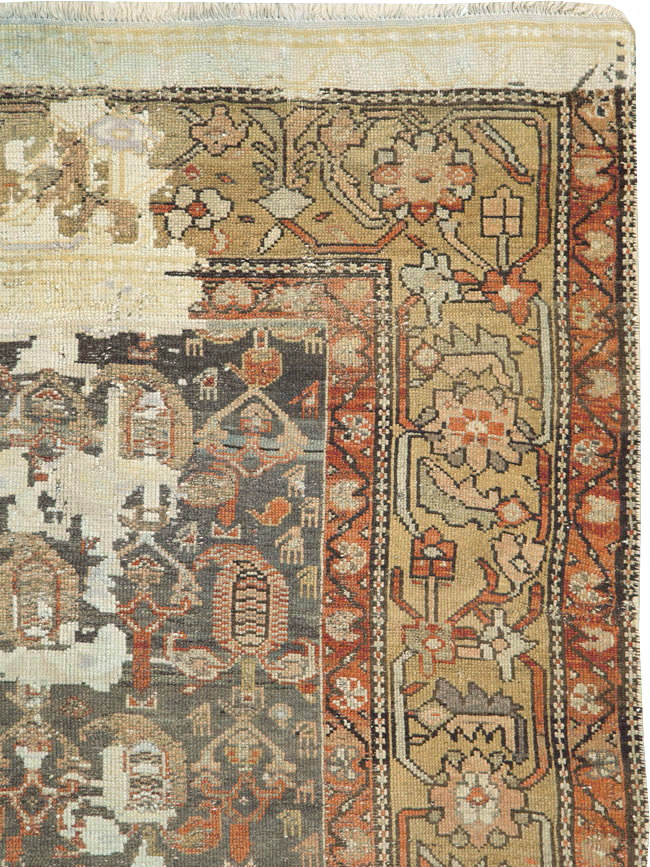 Antique Persian Distressed Kurdish Rug, No.15107 - Staging
