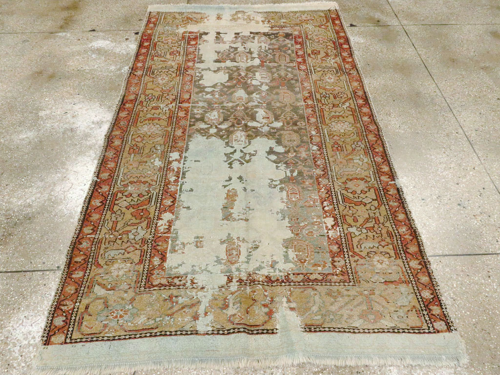Antique Persian Distressed Kurdish Rug, No.15107 - Staging