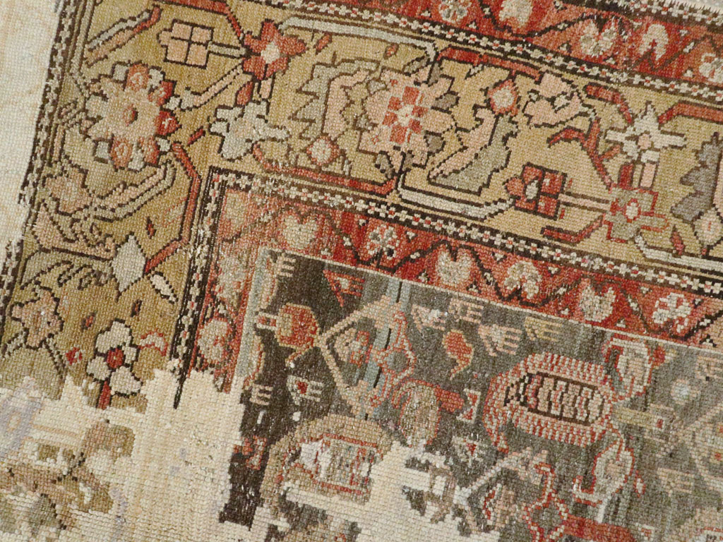 Antique Persian Distressed Kurdish Rug, No.15107 - Staging