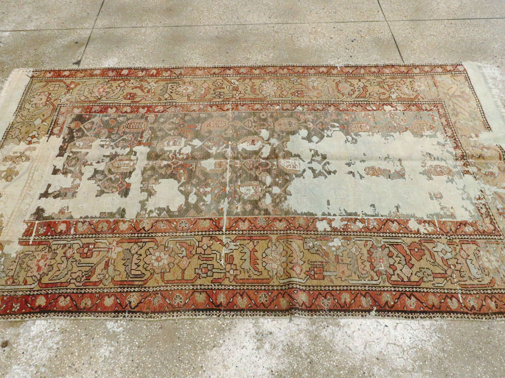 Antique Persian Distressed Kurdish Rug, No.15107 - Staging