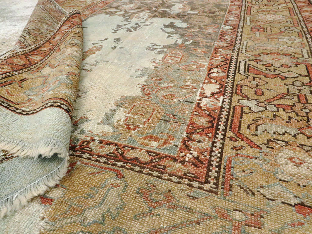 Antique Persian Distressed Kurdish Rug, No.15107 - Staging