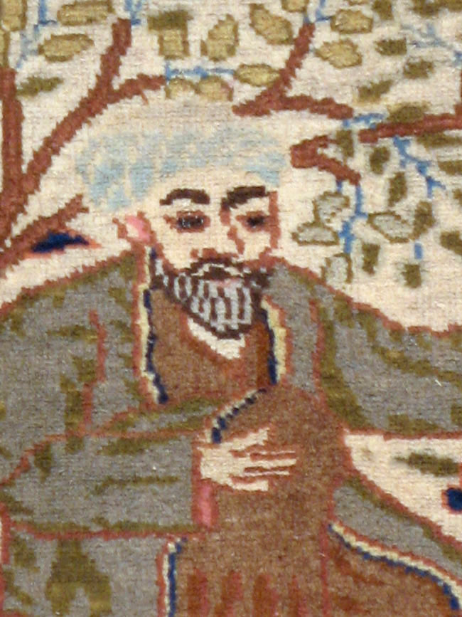 Vintage Persian Tabriz Pictorial Rug, No.15218 - Staging