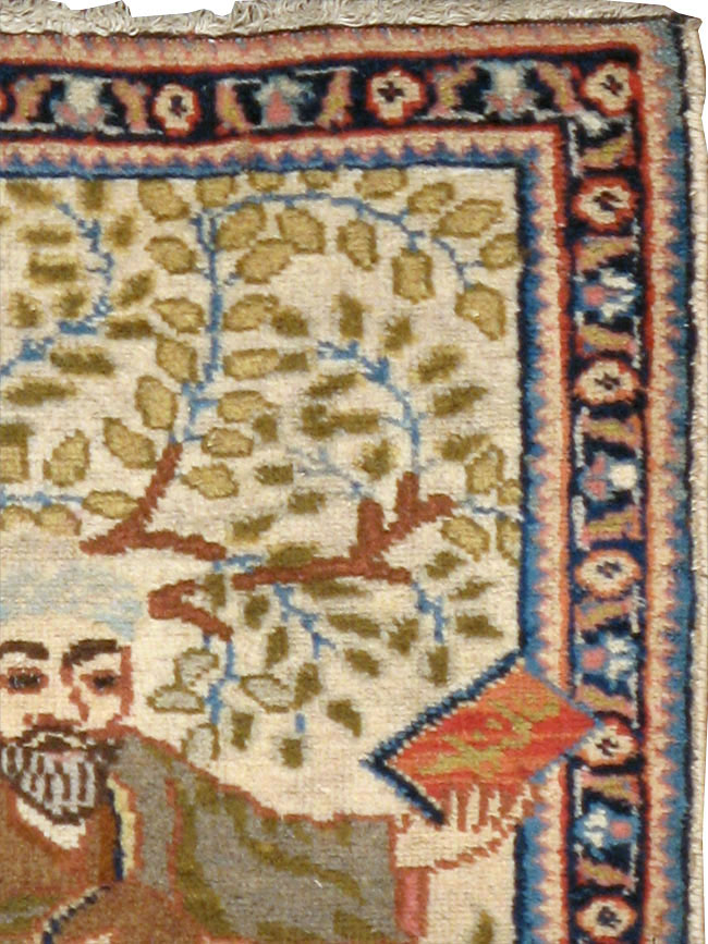 Vintage Persian Tabriz Pictorial Rug, No.15218 - Staging