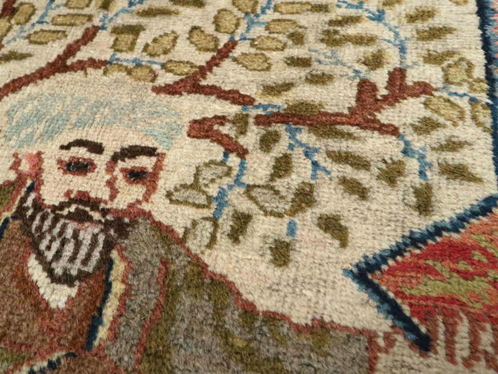 Vintage Persian Tabriz Pictorial Rug, No.15218 - Staging