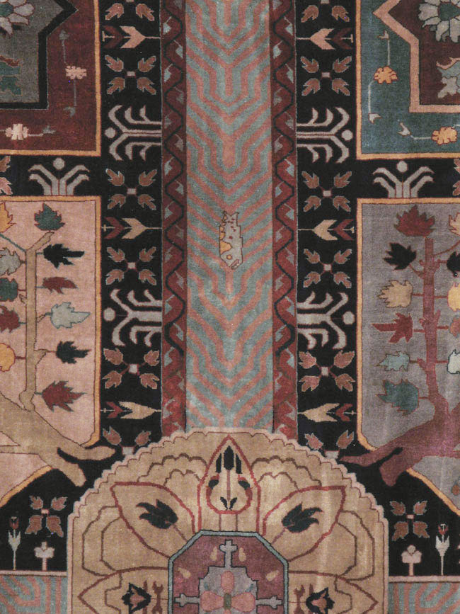Antique Indian Lahore Square Rug, No.15223 - Staging