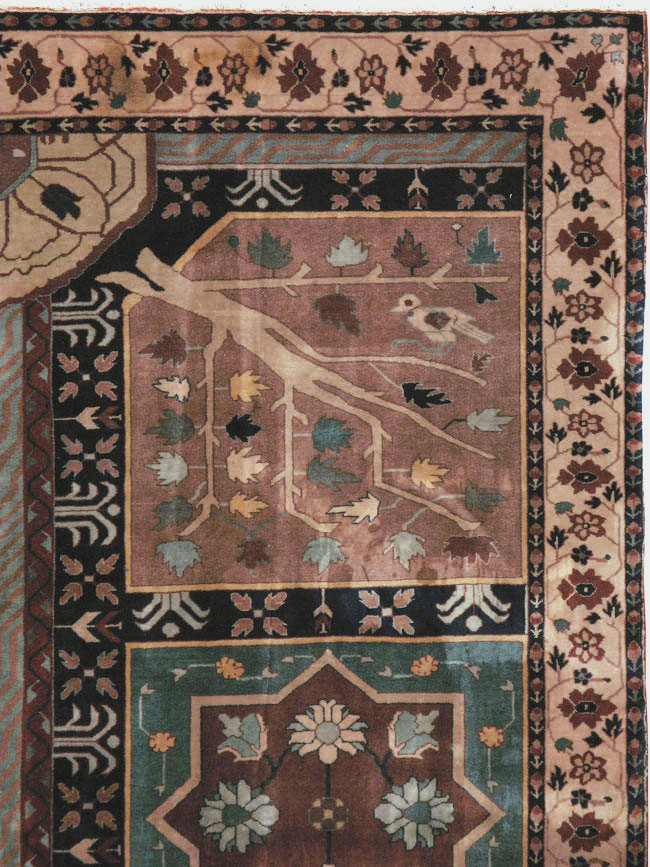 Antique Indian Lahore Square Rug, No.15223 - Staging