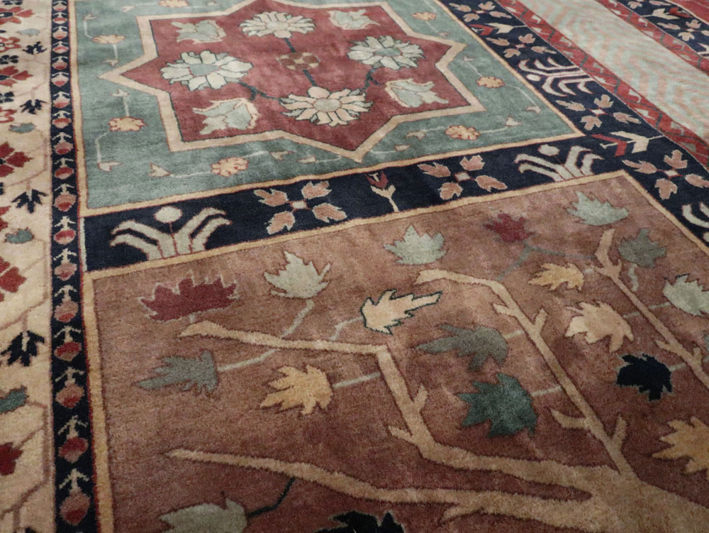 Antique Indian Lahore Square Rug, No.15223 - Staging