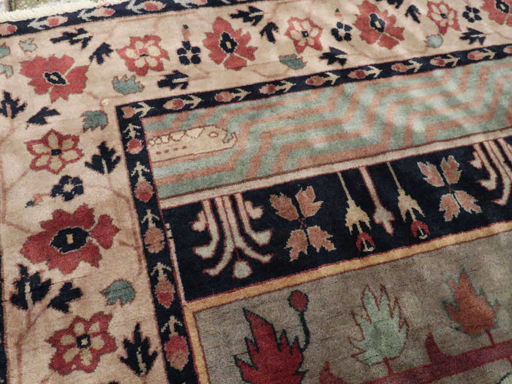 Antique Indian Lahore Square Rug, No.15223 - Staging