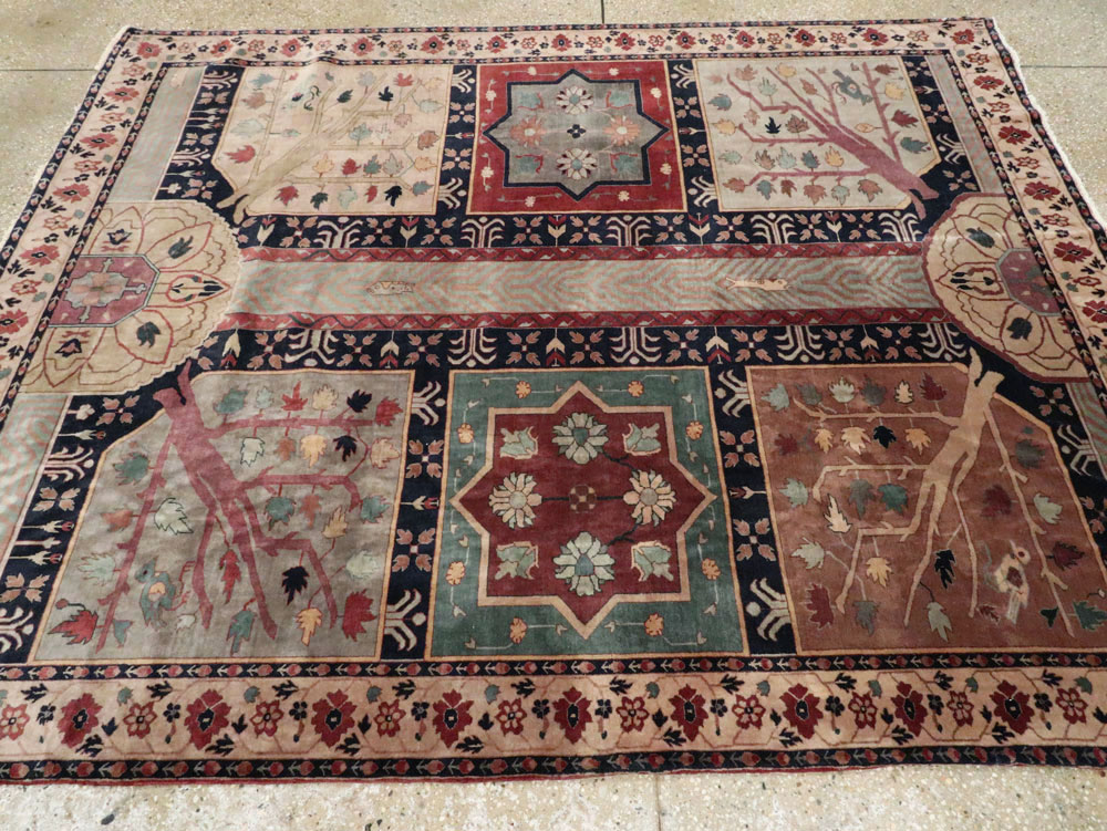 Antique Indian Lahore Square Rug, No.15223 - Staging