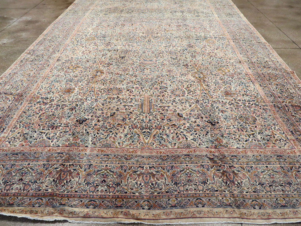 Antique Persian Lavar Kerman Carpet, No.15268 - Staging