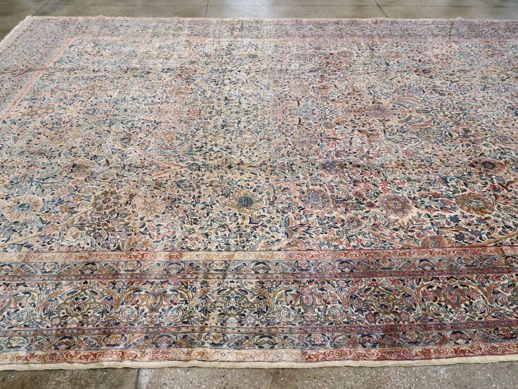Antique Persian Lavar Kerman Carpet, No.15268 - Staging