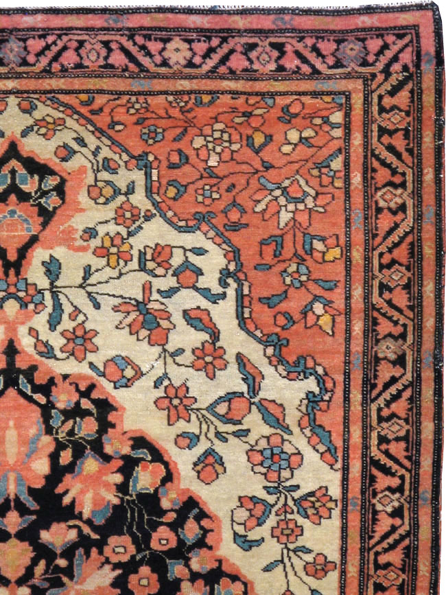 Antique Persian Sarouk Farahan Throw Rug, No.15291 - Staging