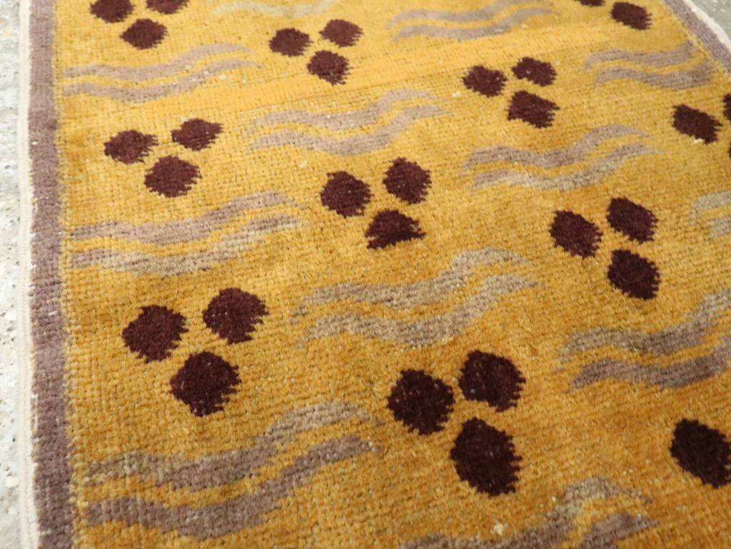 Vintage Turkish Art Deco Throw Rug, No.15303 - Staging