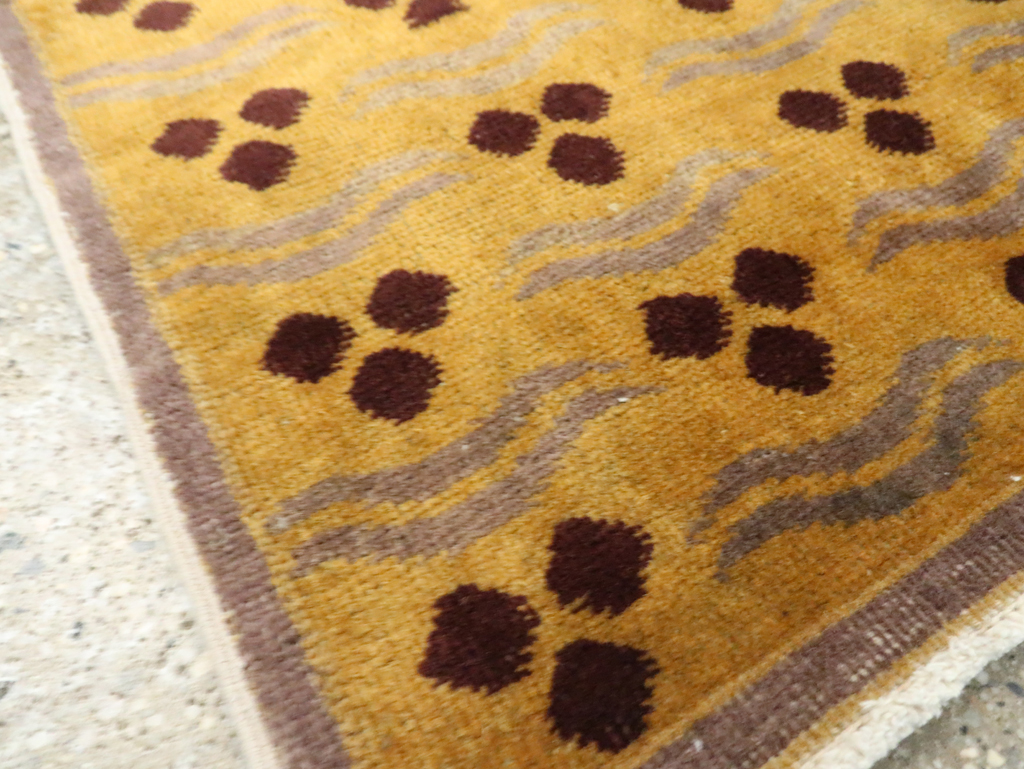 Vintage Turkish Art Deco Throw Rug, No.15303 - Staging