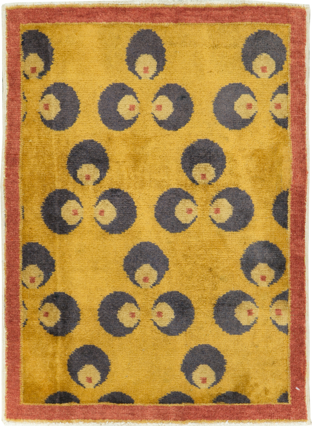 Vintage Turkish Art Deco Throw Rug, No.15306 - Staging