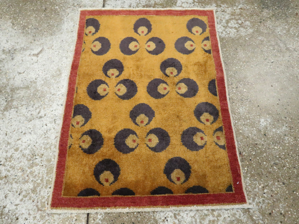 Vintage Turkish Art Deco Throw Rug, No.15306 - Staging
