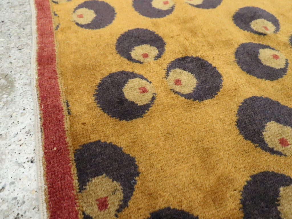 Vintage Turkish Art Deco Throw Rug, No.15306 - Staging