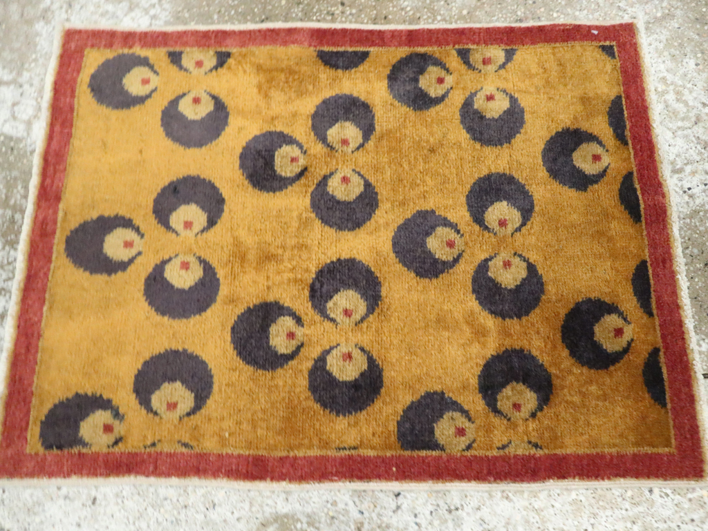 Vintage Turkish Art Deco Throw Rug, No.15306 - Staging