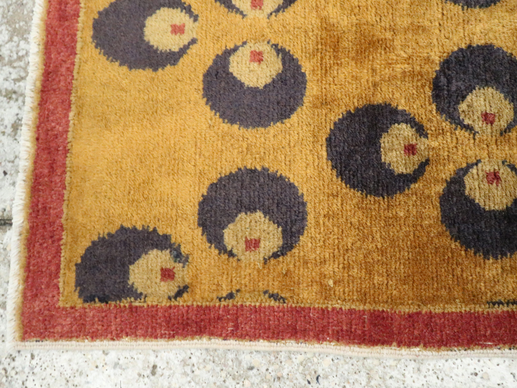Vintage Turkish Art Deco Throw Rug, No.15306 - Staging