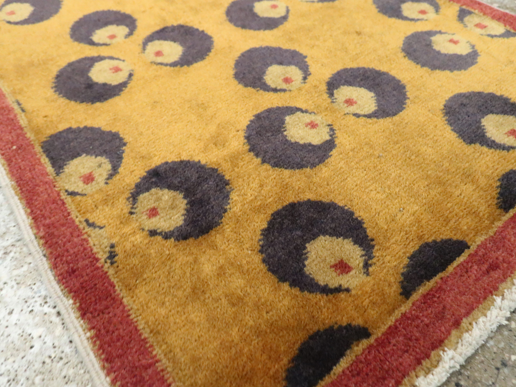 Vintage Turkish Art Deco Throw Rug, No.15306 - Staging
