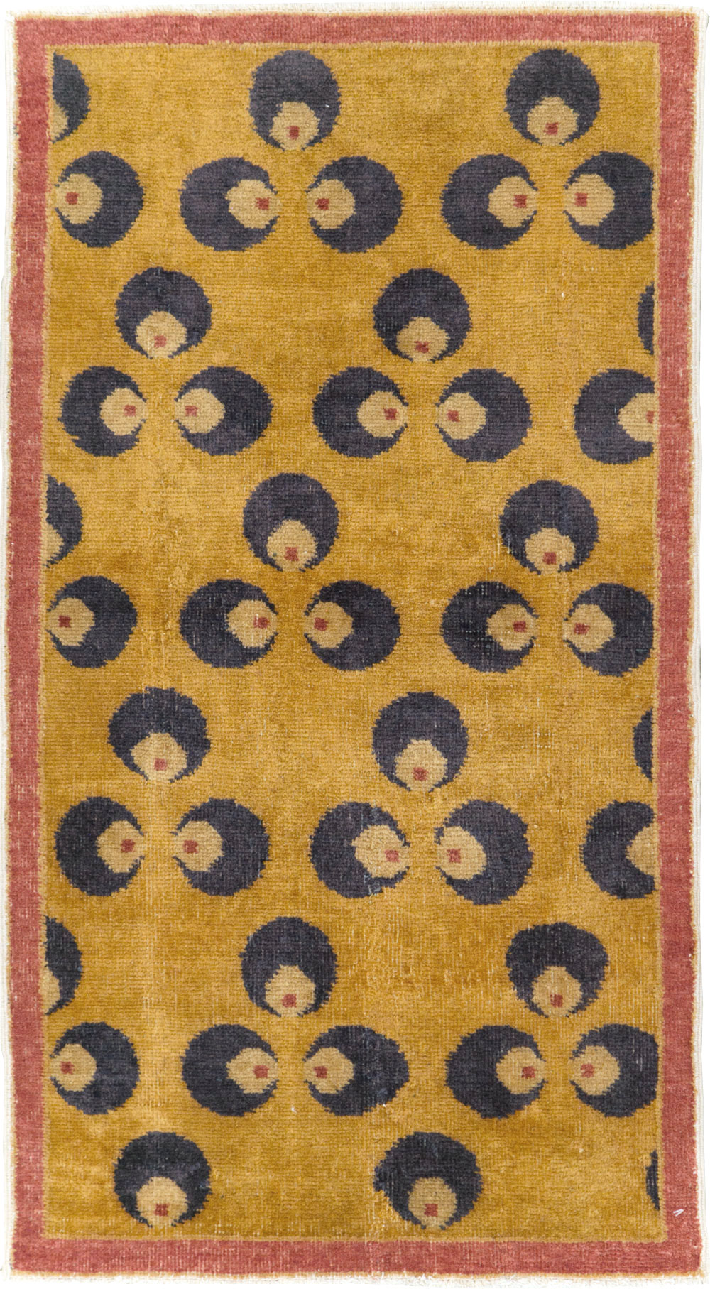 Vintage Turkish Art Deco Throw Rug, No.15314 - Staging