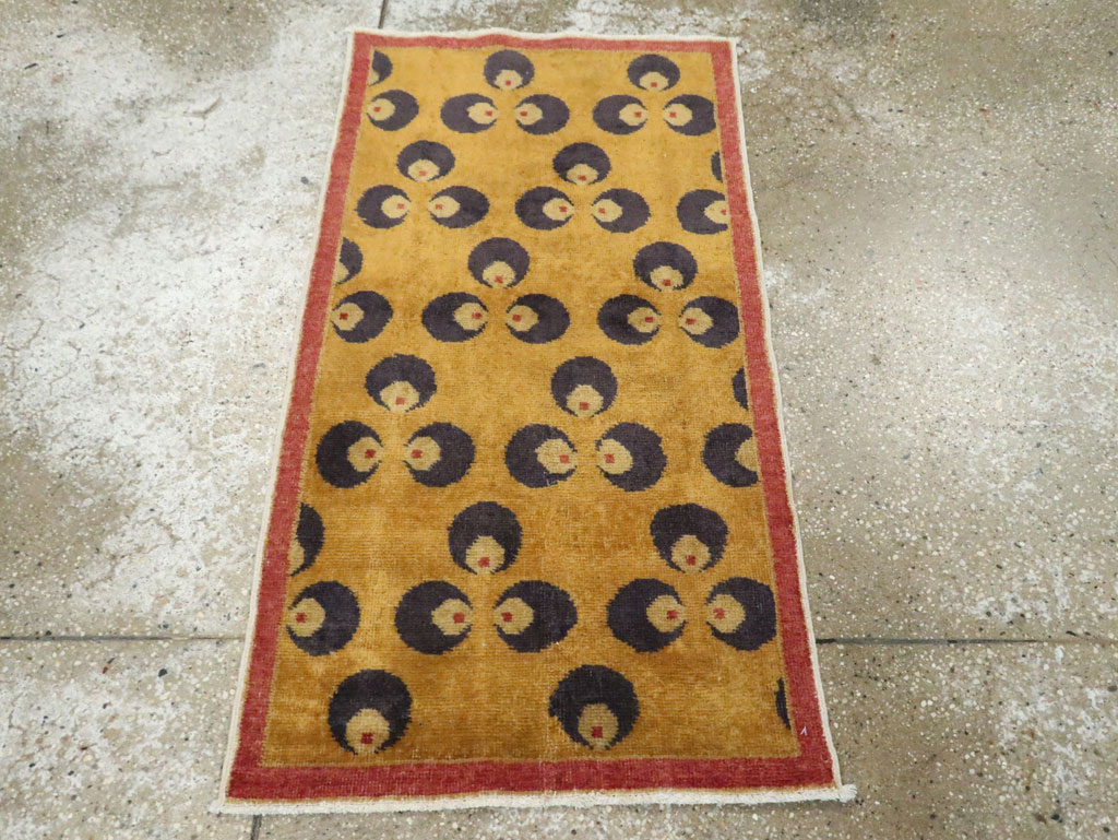 Vintage Turkish Art Deco Throw Rug, No.15314 - Staging