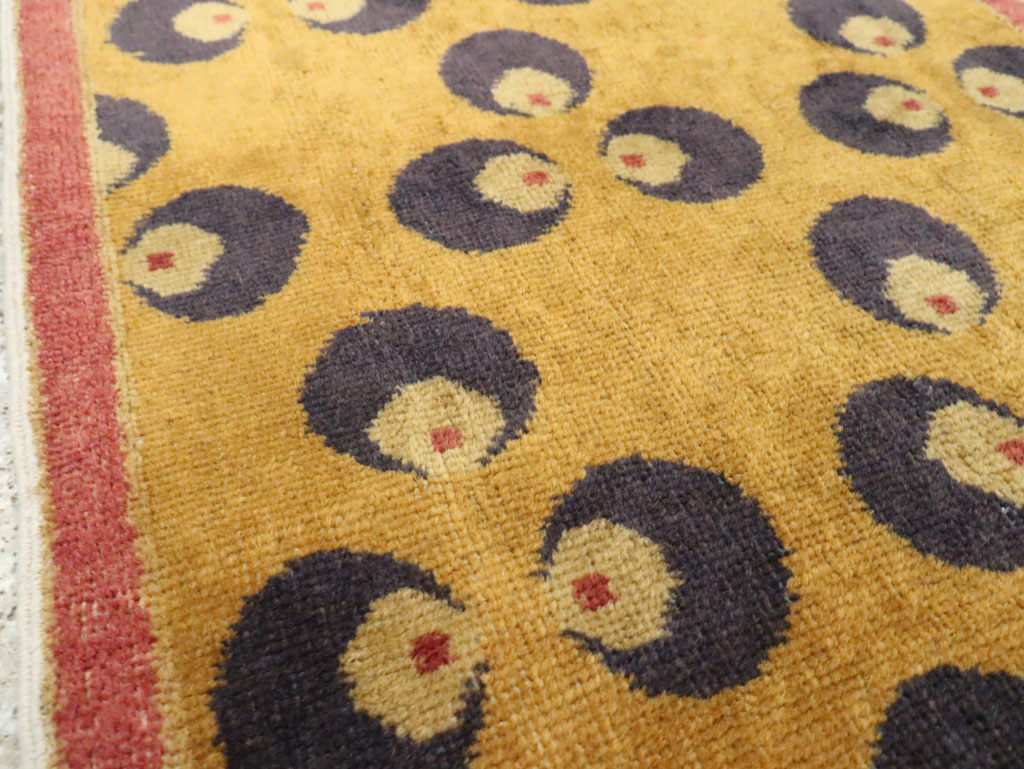 Vintage Turkish Art Deco Throw Rug, No.15314 - Staging