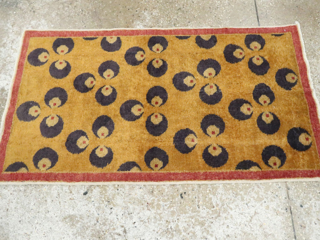 Vintage Turkish Art Deco Throw Rug, No.15314 - Staging