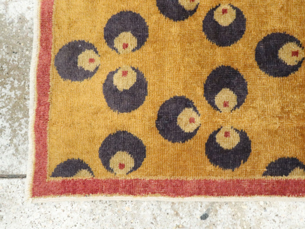 Vintage Turkish Art Deco Throw Rug, No.15314 - Staging