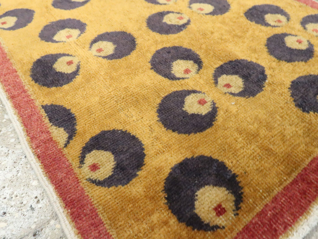 Vintage Turkish Art Deco Throw Rug, No.15314 - Staging