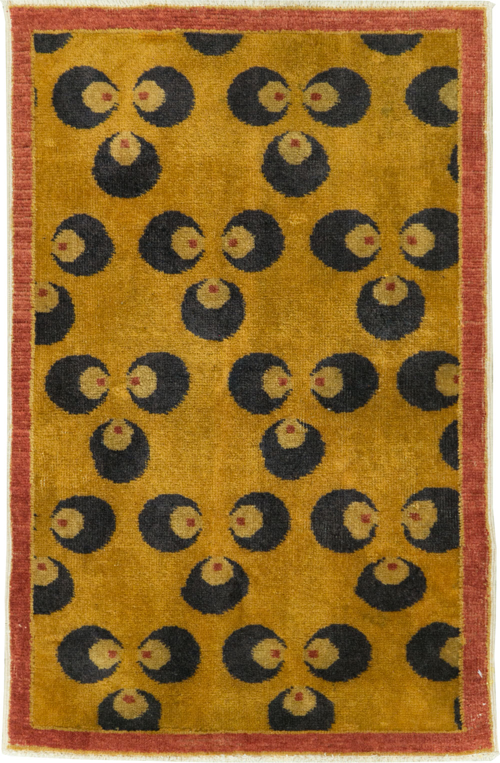 Vintage Turkish Art Deco Throw Rug, No.15315 - Staging