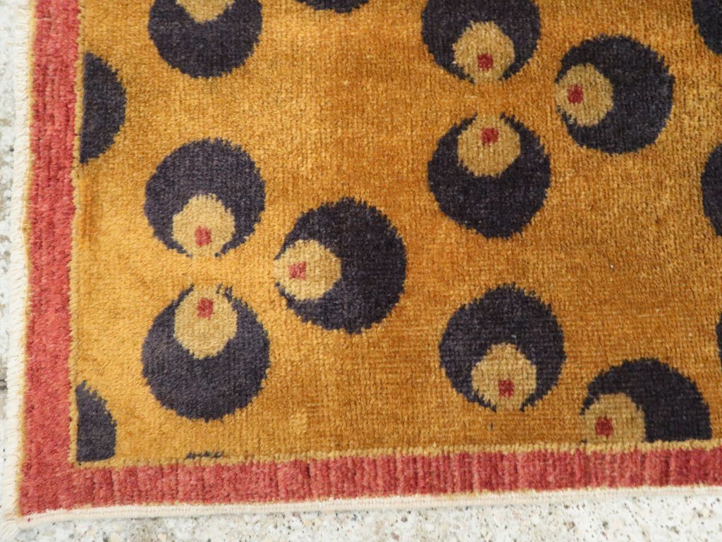 Vintage Turkish Art Deco Throw Rug, No.15315 - Staging