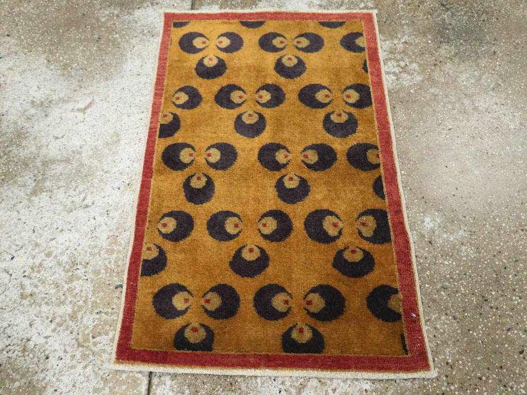 Vintage Turkish Art Deco Throw Rug, No.15315 - Staging