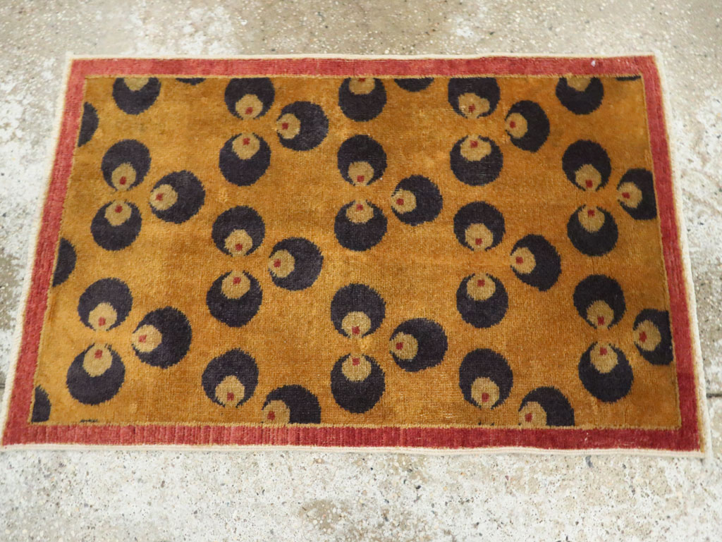 Vintage Turkish Art Deco Throw Rug, No.15315 - Staging