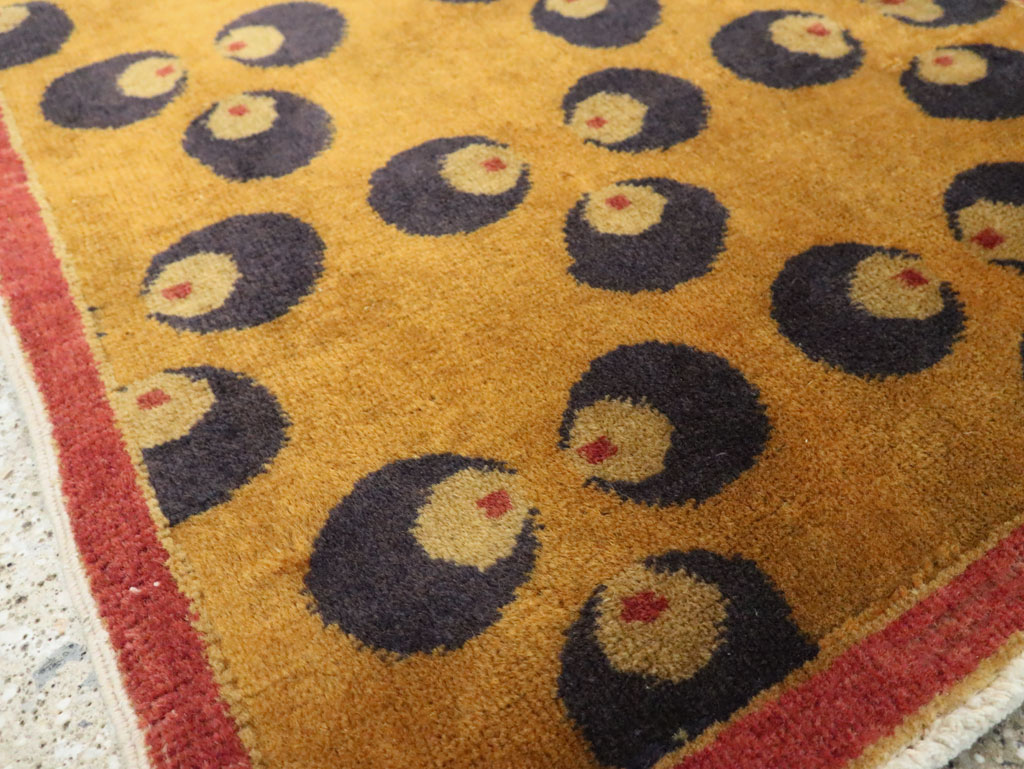 Vintage Turkish Art Deco Throw Rug, No.15315 - Staging