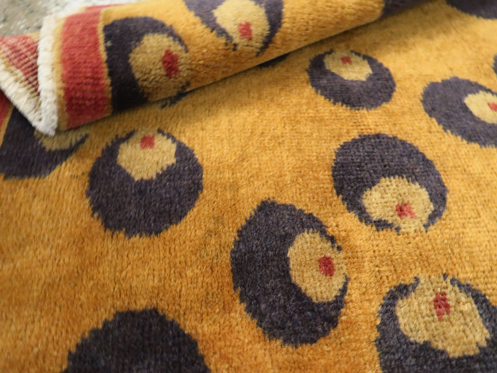 Vintage Turkish Art Deco Throw Rug, No.15315 - Staging